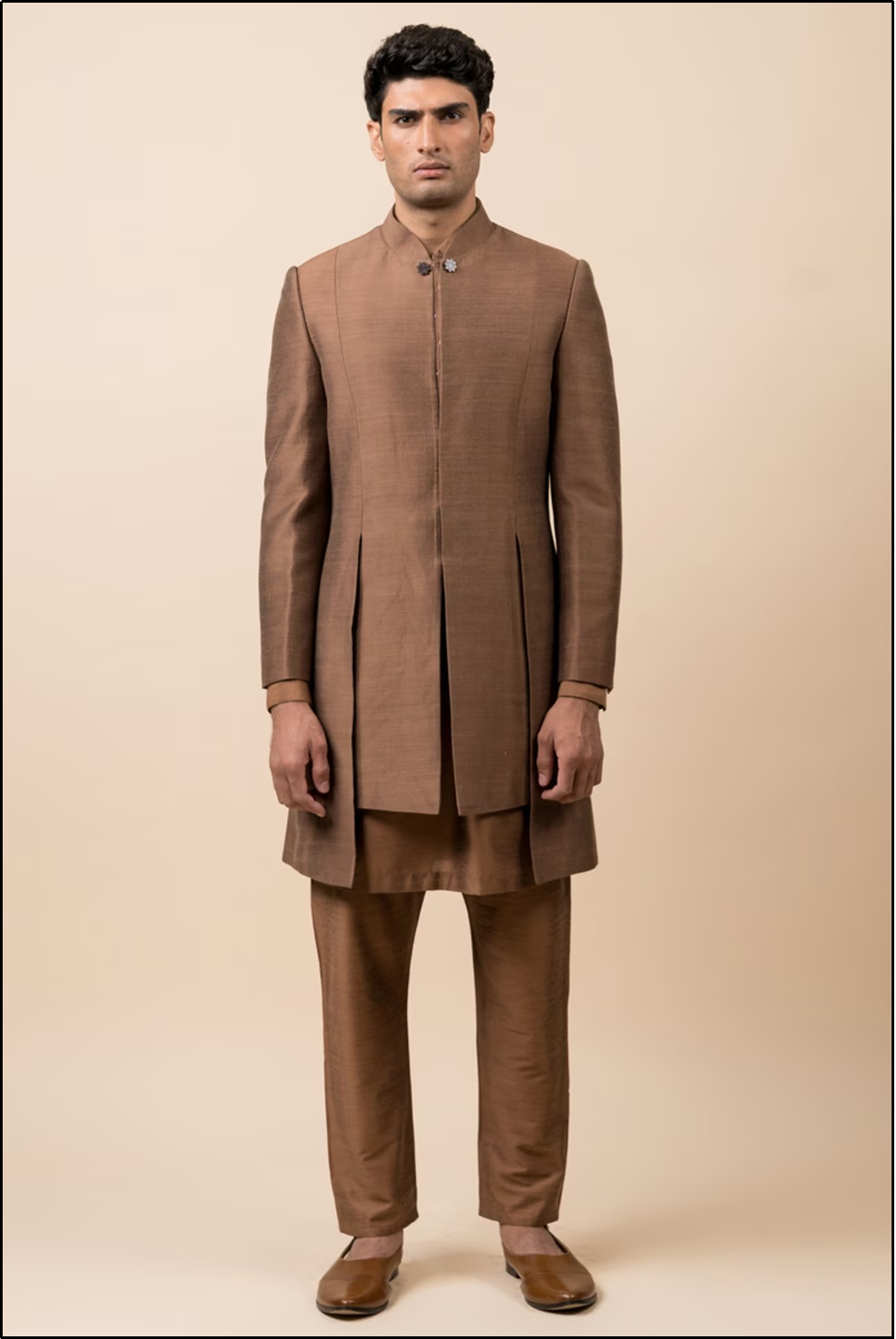 Brown Panelled Achkan