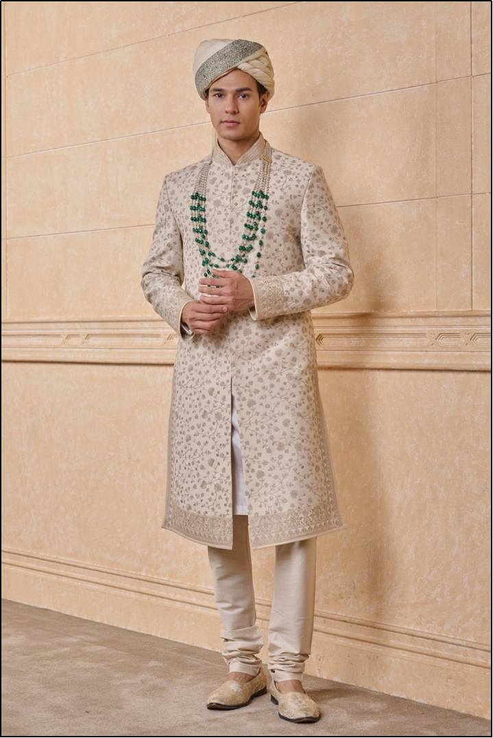 Ivory Embroidered Kurta Set for Groom