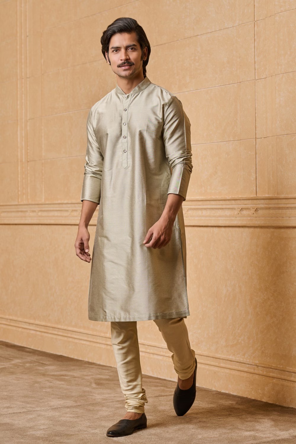 Light Grey Single Kurta for Men